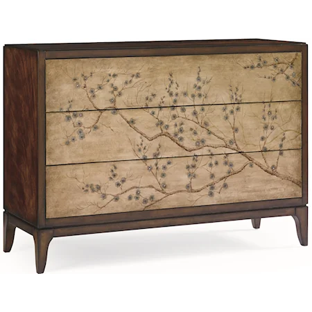 Awesome Blossom Accent Chest with Chinoiserie Facade and Swarovski Crystals